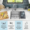 17” Workstation Undermount Single Bowl 16 Gauge Stainless Steel Bar Prep Kitchen Sink with WorkFlow™ Ledge and Accessories